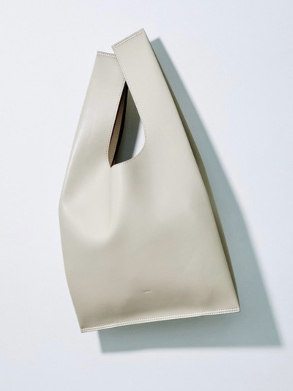 VASIC Sac Mini Ivory Leather Tote Bag Off White Light Gray Minimalist w Dust Bag